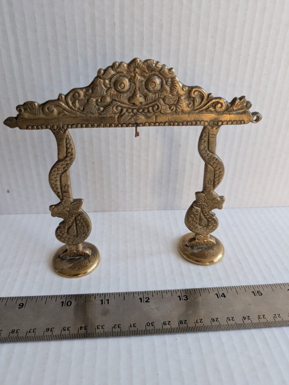 Brass Chinese Dragon Temple 7" x 7'" approx